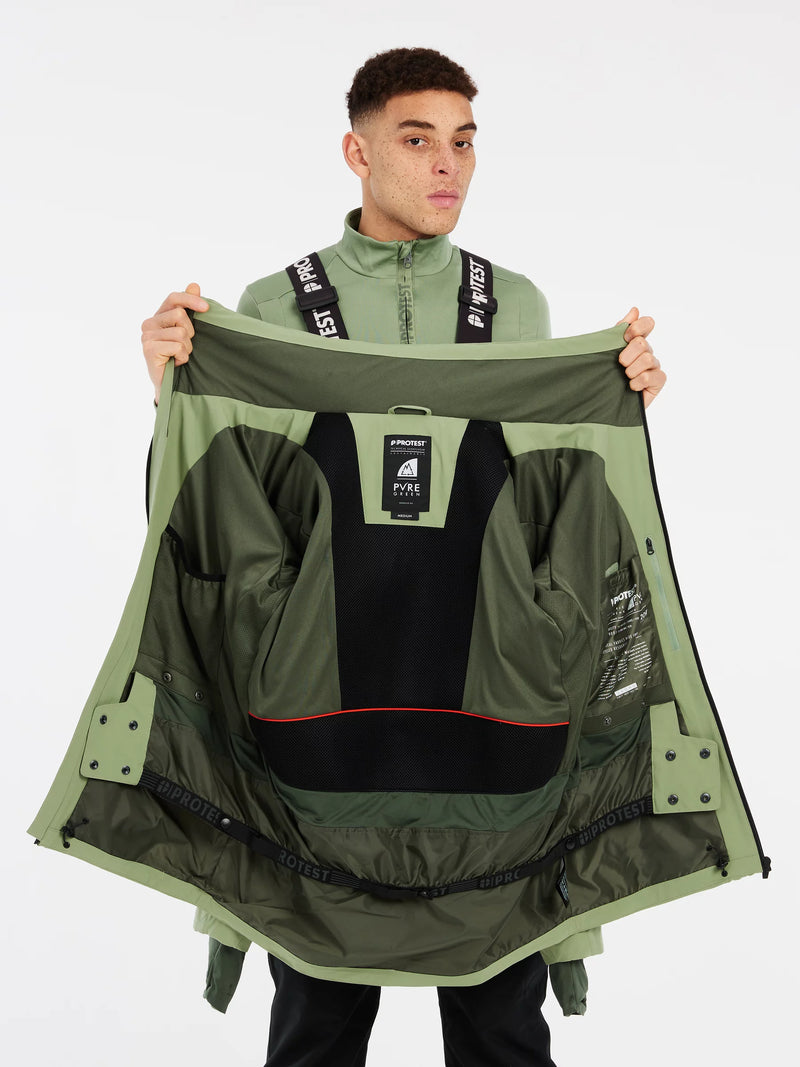 Load image into Gallery viewer, Protest Men&#39;s PRTFOUND Snow Jacket Marl Green 6710544_554
