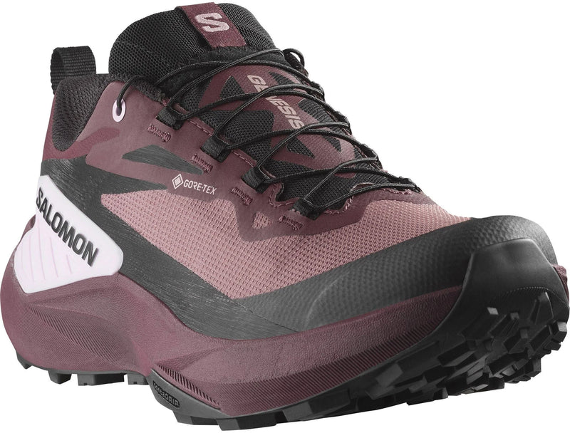 Load image into Gallery viewer, Salomon Women&#39;s Genesis Gore-Tex Trail Running Shoes Rose Taupe/Black/Orchid Bouquet L47588900
