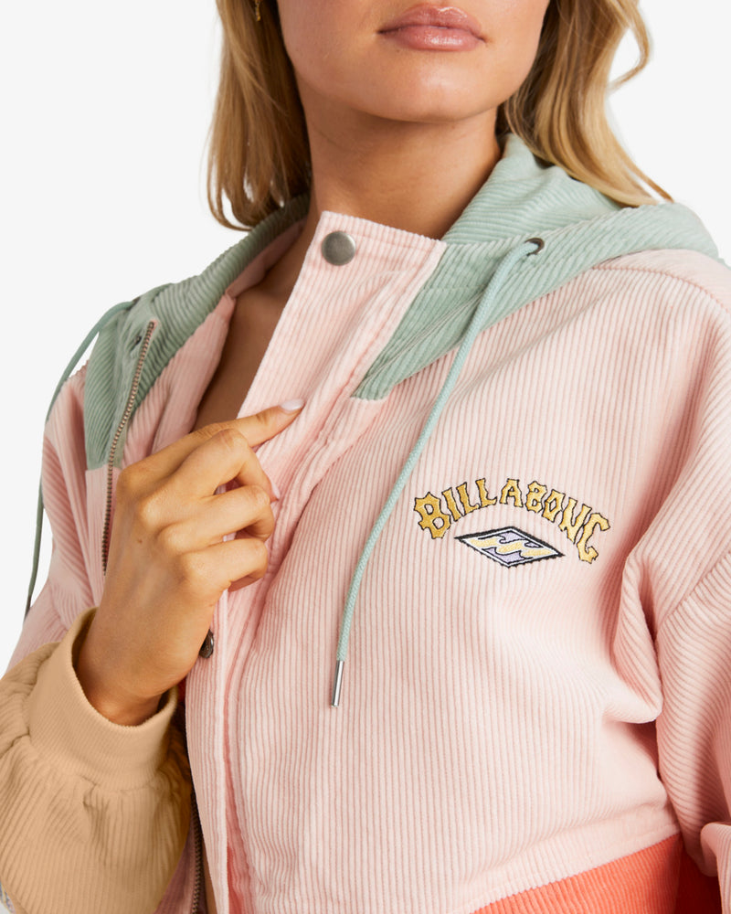 Load image into Gallery viewer, Billabong Women&#39;s Set The Tone Hooded Corduroy Jacket Multi UBJJK00162-MUL
