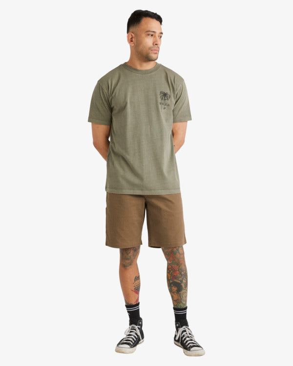 Load image into Gallery viewer, RVCA Men&#39;s Pommier Palms T-shirt Olive UVYZT00748_GPB0
