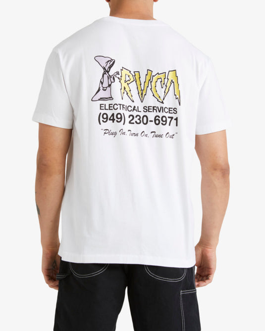 RVCA Men's Electrical Short Sleeves T-Shirt White UVYZT00750_WHT