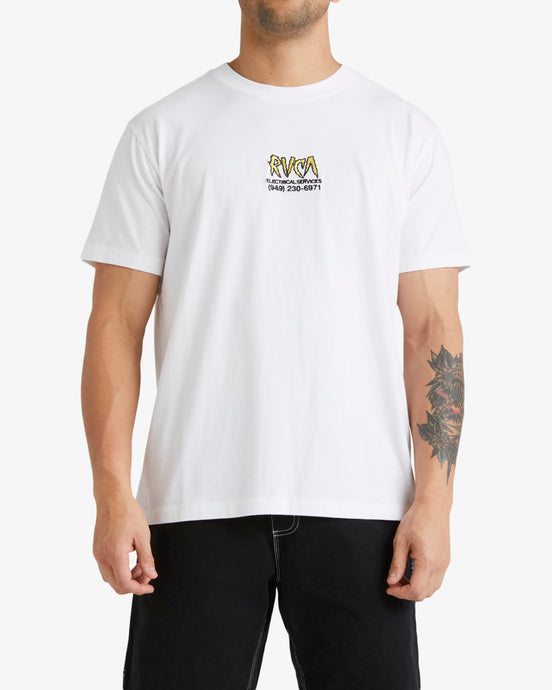 RVCA Men's Electrical Short Sleeves T-Shirt White UVYZT00750_WHT