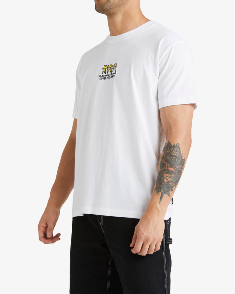 Load image into Gallery viewer, RVCA Men&#39;s Electrical Short Sleeves T-Shirt White UVYZT00750_WHT
