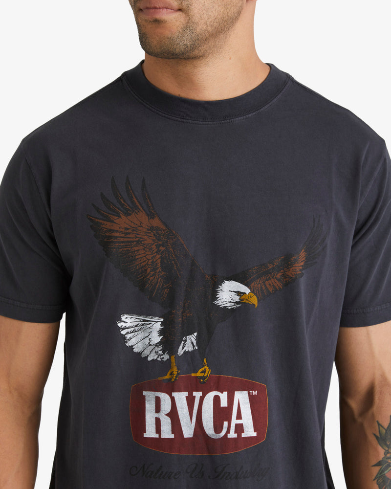 Load image into Gallery viewer, RVCA Men&#39;s Hawk Eye Short Sleeves T-Shirt Washed Black UVYZT00760_WAA
