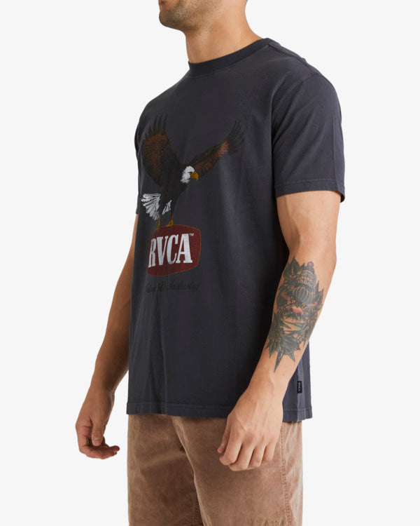 Load image into Gallery viewer, RVCA Men&#39;s Hawk Eye Short Sleeves T-Shirt Washed Black UVYZT00760_WAA
